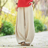 Cotton Linen Wide Leg Pants Women