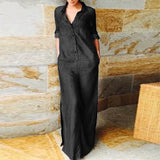 Women's Denim Long Dress Half Open A-line Straight Sleeve