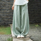 Cotton Linen Wide Leg Pants Women